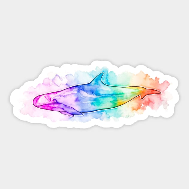 False Killer Whale rainbow watercolour Sticker by MoanaMatron